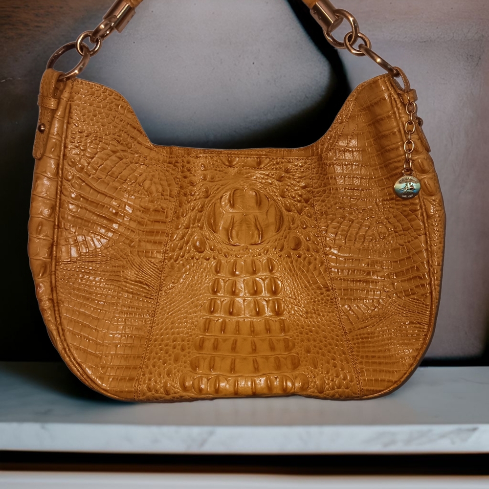 Chic Crocodile-Embossed BRAHMIN Shoulder Bag